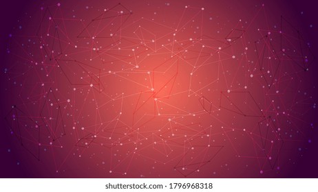 Wireframe abstract red polygonal background with copy space. For banners and websites. Vignette. Vector EPS10.