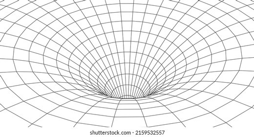 Túnel abstracto de alambre. cuadrícula de túnel 3D. Futurista portal 3d. Tecnología cibernética de red. Ilustración vectorial.