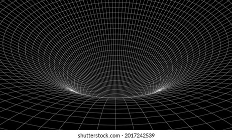 Túnel abstracto de alambre. Ciencia abstracta de los agujeros de gusano. malla de túnel 3D. Textura de malla. Ilustración de vectores