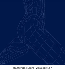 Wireframe Active running woman, vector illustration