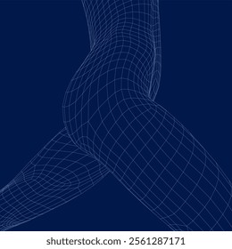Wireframe Active running woman, vector illustration
