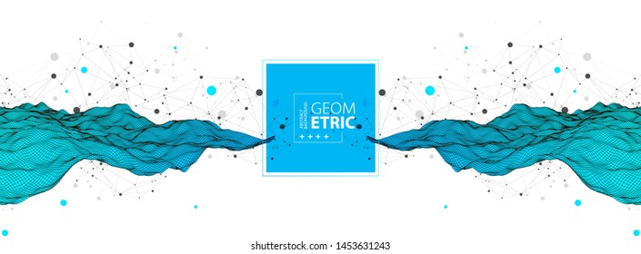 Wireframe background with plexus effect. Futuristic vector illustration.