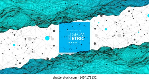 Wireframe background with plexus effect. Futuristic vector illustration.