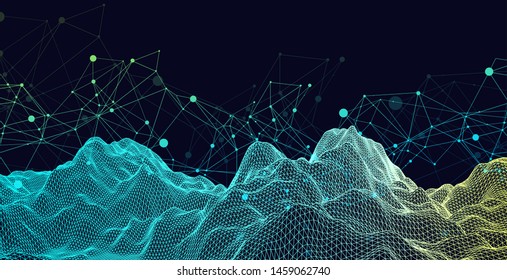 Wireframe background with plexus effect. Futuristic vector illustration. 