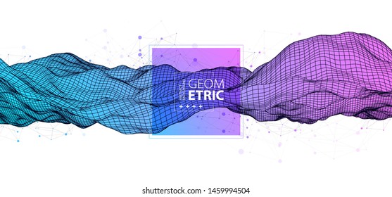 Wireframe background with plexus effect. Futuristic vector illustration.