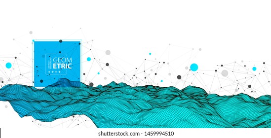 Wireframe background with plexus effect. Futuristic vector illustration.