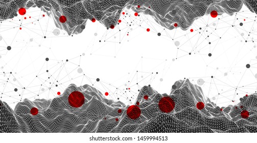 Wireframe background with plexus effect. Futuristic vector illustration. 