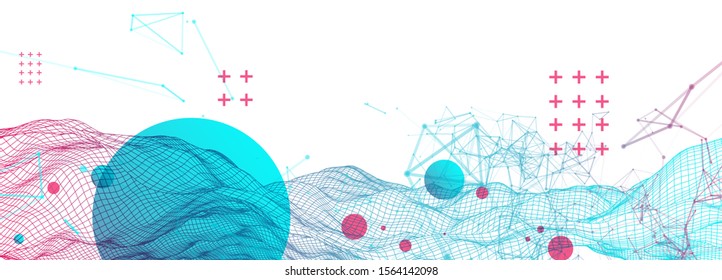 Wireframe Background With Plexus Effect. Futuristic Vector Illustration.