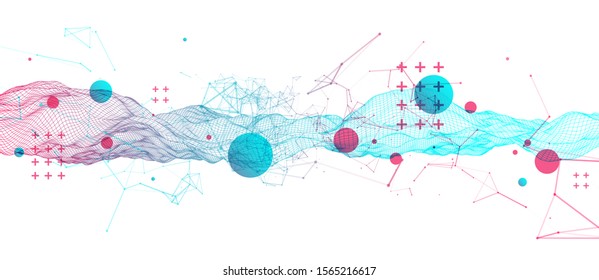 Wireframe background with plexus effect. Futuristic vector illustration.