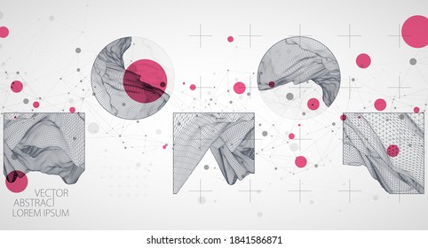 Wireframe background with plexus effect. Futuristic vector illustration.