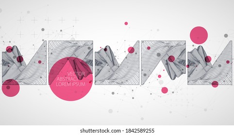 Wireframe background with plexus effect. Futuristic vector illustration.