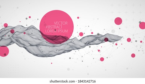 Wireframe Hintergrund mit Plexus-Effekt. Futuristische Vektorgrafik.