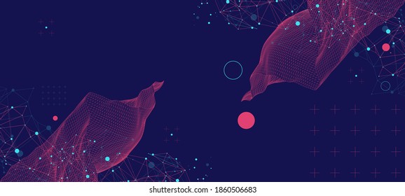 Fondo de armazón con efecto de plexo. Ilustración vectorial futurista.