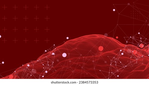 Wireframe background with plexus effect. Futuristic Handmade vector illustration.