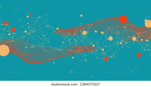 Wireframe background with plexus effect. Futuristic Handmade vector illustration.