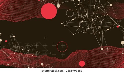 Wireframe background with plexus effect. Futuristic Handmade vector illustration.