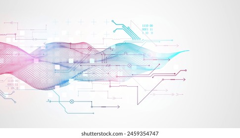 Wireframe Big Data concept. Abstract digital futuristic vector illustration on technology background. Data mining and management concept. Hand drawn art.