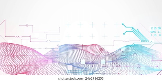 Wireframe Big Data concept. Abstract digital futuristic vector illustration on technology background. Data mining and management concept. Hand drawn art.