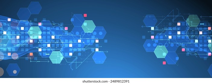 Wireframe Big Data concept. Abstract digital futuristic vector illustration on technology background.  Hand drawn art.