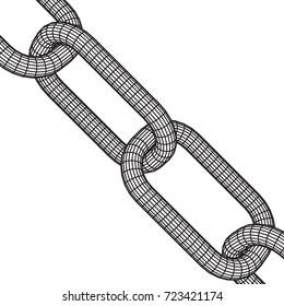 Wireframe BlockChain links. Chain 3d Vector illustration