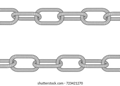 Wireframe BlockChain links. Chain 3d Vector illustration