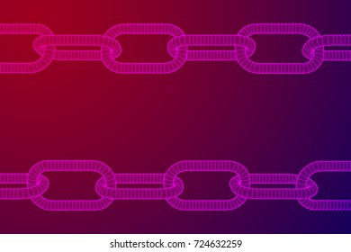 Wireframe BlockChain links. Chain 3d Vector illustration