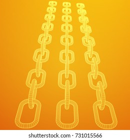 Wireframe BlockChain links. Chain 3d Vector illustration