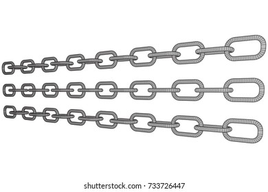 Wireframe BlockChain links. Chain 3d Vector illustration