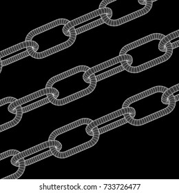 Wireframe BlockChain links. Chain 3d Vector illustration