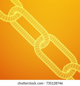 Wireframe BlockChain links. Chain 3d Vector illustration