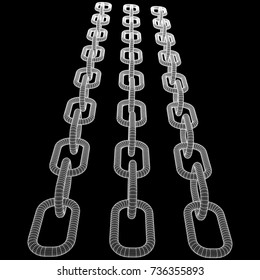 Wireframe BlockChain links. Chain 3d Vector illustration