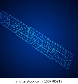 Wireframe BlockChain links. Chain wireframe low poly mesh vector illustration