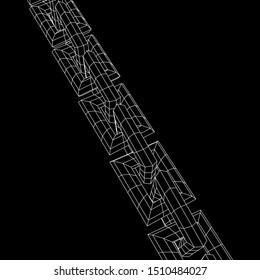 Wireframe BlockChain links. Chain wireframe low poly mesh vector illustration