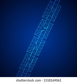 Wireframe BlockChain links. Chain wireframe low poly mesh vector illustration