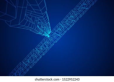 Wireframe BlockChain links. Chain wireframe low poly mesh vector illustration
