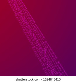 Wireframe BlockChain links. Chain wireframe low poly mesh vector illustration