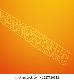 Wireframe BlockChain links. Chain wireframe low poly mesh vector illustration