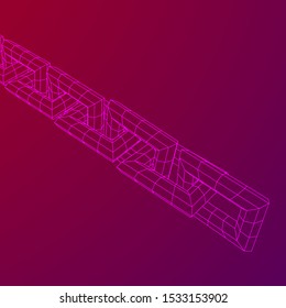 Wireframe BlockChain links. Chain wireframe low poly mesh vector illustration