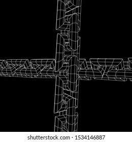Wireframe BlockChain links. Chain wireframe low poly mesh vector illustration