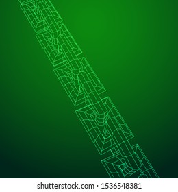 Wireframe BlockChain links. Chain wireframe low poly mesh vector illustration