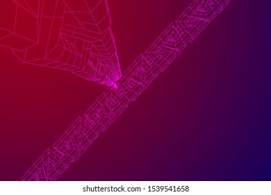 Wireframe BlockChain links. Chain wireframe low poly mesh vector illustration
