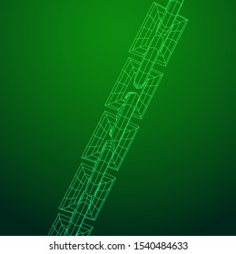 Wireframe BlockChain links. Chain wireframe low poly mesh vector illustration