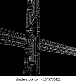 Wireframe BlockChain links. Chain wireframe low poly mesh vector illustration