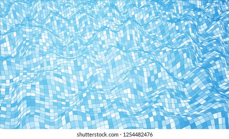 Wireframe blue abstract wave