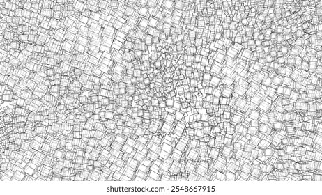 Caixas Wireframe. Estilo do esboço. Vetor de renderização 3D. Ilustração 3D