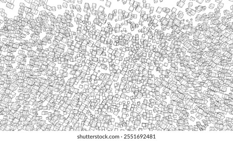 Wireframe Boxes. Sketch style. 3D Rendering Vector. 3D Illustration