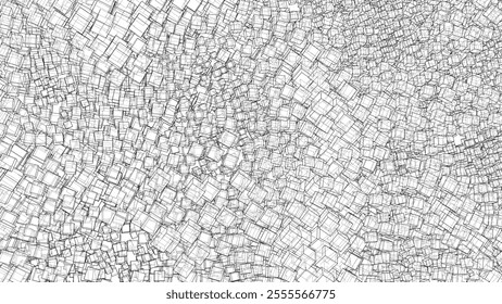 Wireframe Boxes. Sketch style. 3D Rendering Vector. 3D Illustration