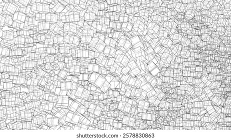 Wireframe Boxes. Sketch style. 3D Rendering Vector. 3D Illustration