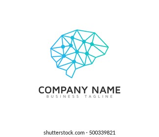 Wireframe Brain Logo Template