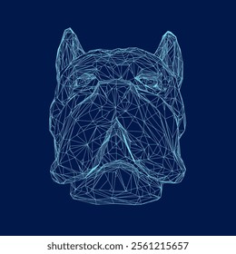 Wireframe Bulldog head vector illustration.